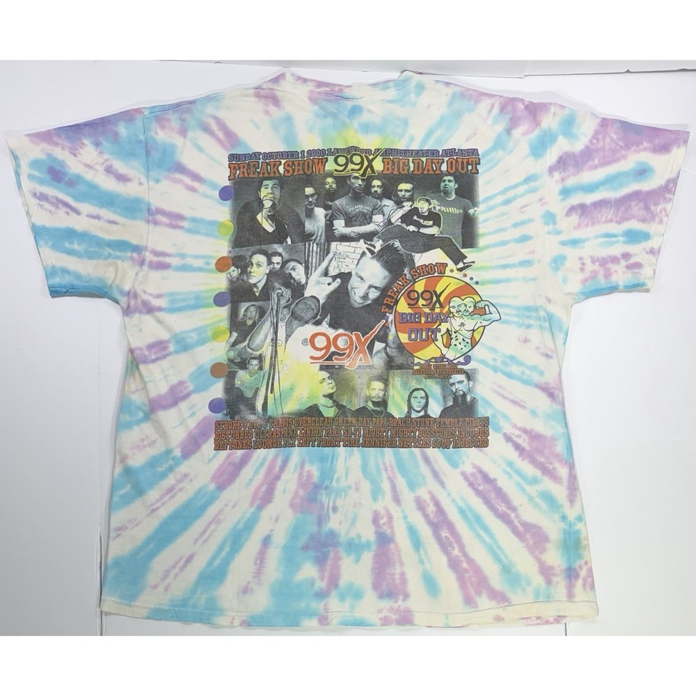 Vintage 2000 99X Big Day Out Freak Show Tie Dye Band T Shirt Delta XL